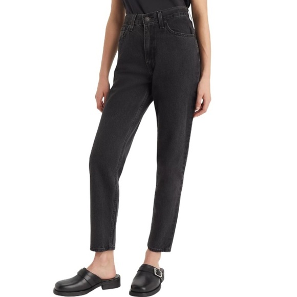 Levi’s Premium 80’s Mom Jeans Black High Rise Tapered Big E Size 25 - Picture 2 of 14